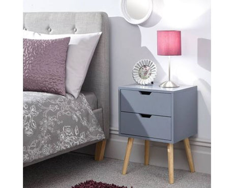Nyborg single 2 drawer bedside dark grey