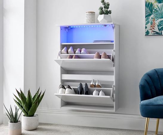 Galicia Wall Hanging Two Tier Shoe Cabinet White