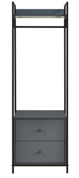 Alva Open Wardrobe 2 Drawers - Dark Grey