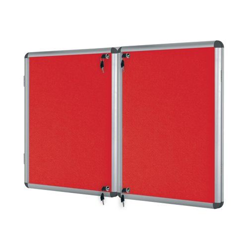 Bi-Office Enclore Display Case Red Felt Acrylic Aluminium Frame 40xA4 VT750105150