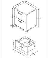 Lido 2 Drawer Compact Bedside Cabinet