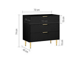 Zara 3 Drawer Fluted Chest - Black