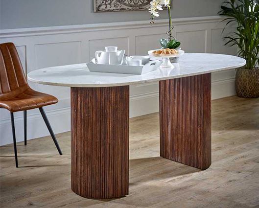 Opal Mango Wood Dining Table 170Cm With Marble Top