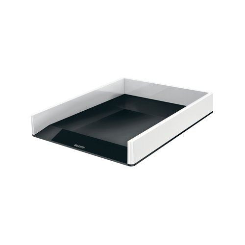 Leitz WOW Letter Tray Dual Colour White&#47;Black 53611095