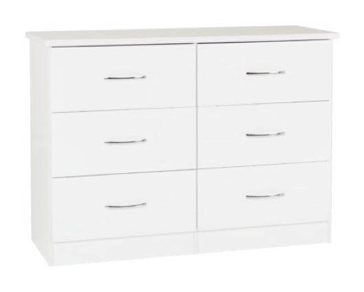 Nevada 6 Drawer Chest - White Gloss