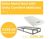 Soho Metal Platform Bed with Unity Comfort Mattress - King