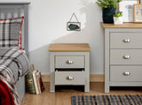 Lancaster 2 drawer bedside grey