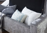 Verona ottoman bench grey crushed velvet