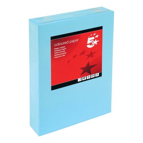 5 Star Office Coloured Copier Paper Multifunctional 80gsm A4 Medium Blue Ream-Wrapped (Pack of 500)