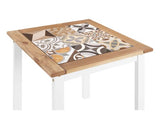 Salvador 1+2 Tile Top Dining Set - White/Distressed Waxed Pine
