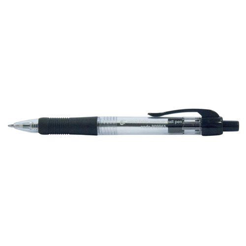 5 Star Office Retractable Grip Ball Pen Medium 1mm Tip 0.4mm Line Black (Pack of 10)