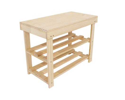 Pine shoe bench with solid top