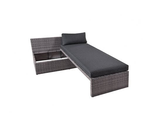 Dark Grey Rattan Grey Cushion 3 Piece Sofa Set