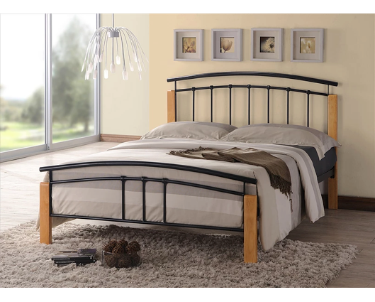 Tetras Small Double Bed Frame - Black & Oak