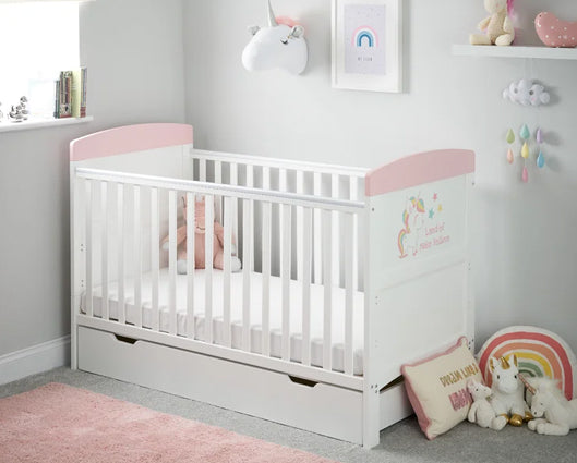 Grace Inspire Cot Bed & Under Drawer - Unicorn