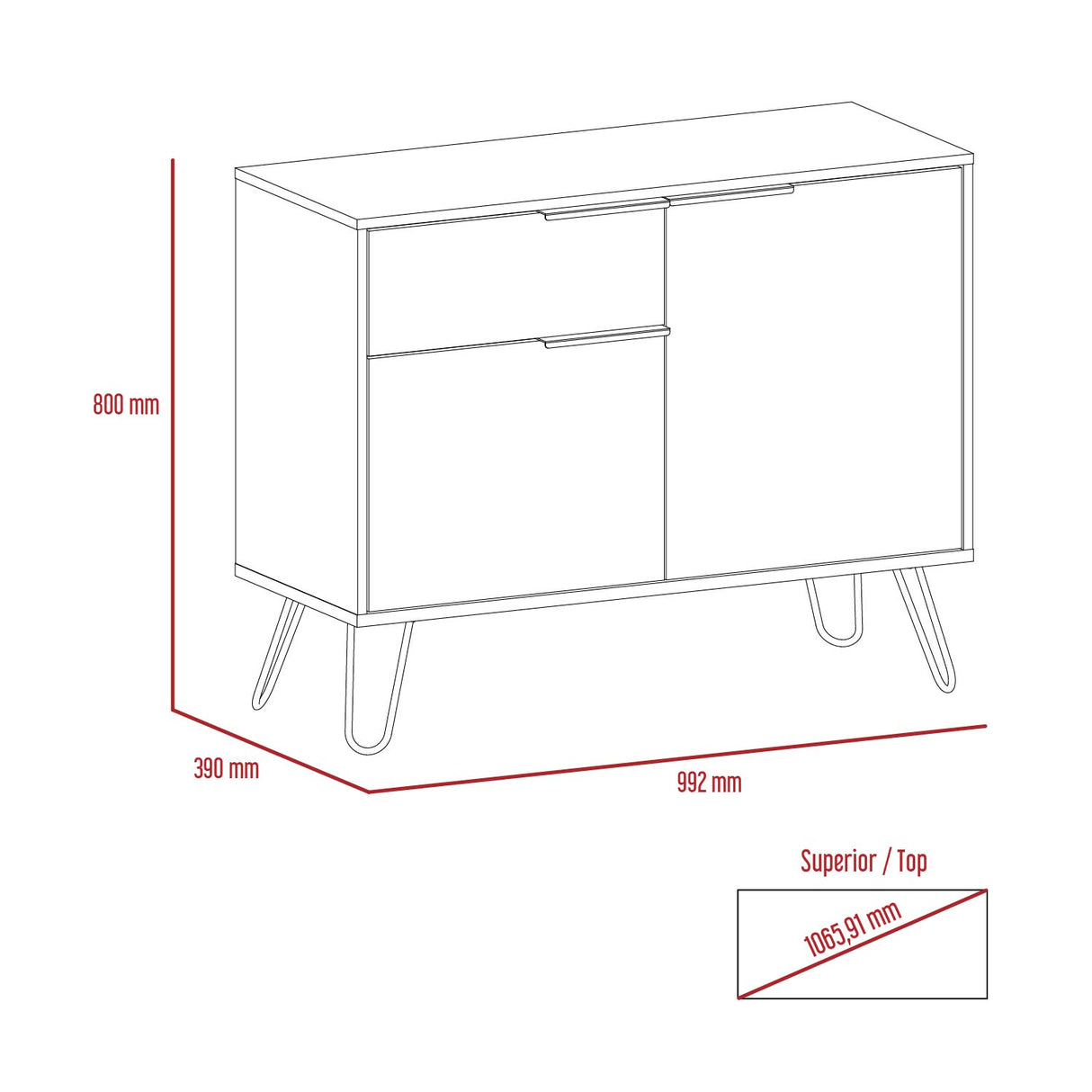 Vegas Small Sideboard with 2 Door & Drawer