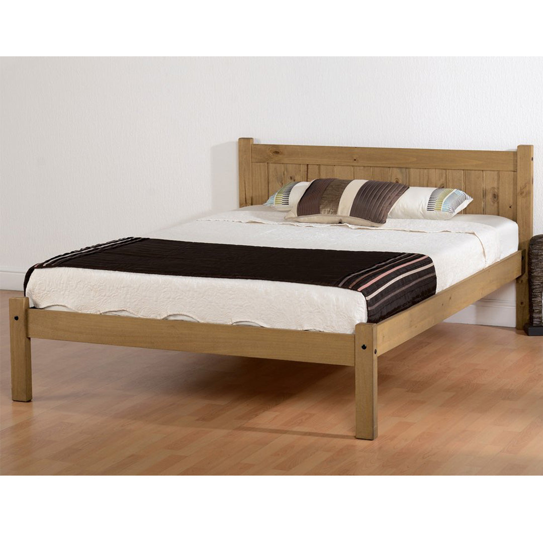 Maya 4'6" Bed - Distressed Waxed Pine