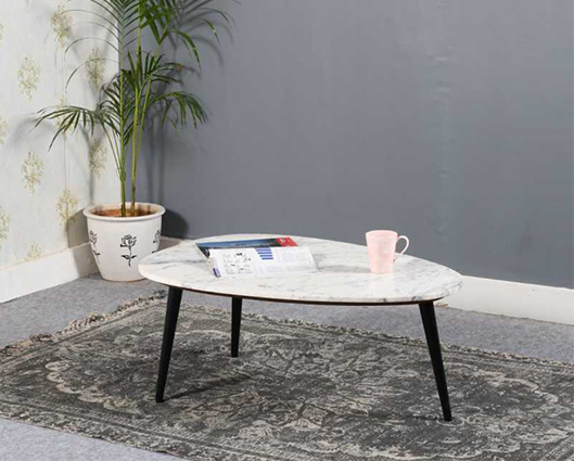 Opal Coffee Table With White Marble Top & Metal Legs