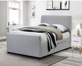 Capri Fabric Double Bed With Drawers - Light Grey