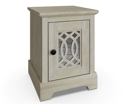 Amelie 1 Door Mirrored Bedside Table Dusty Grey Oak