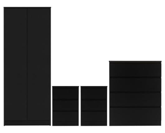 MALVERN 2 DOOR WARDROBE BEDROOM SET - BLACK