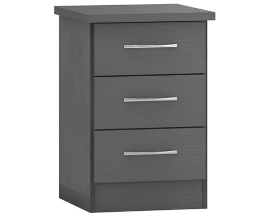 NEVADA 3 DRAWER BEDSIDE - 3D EFFECT GREY