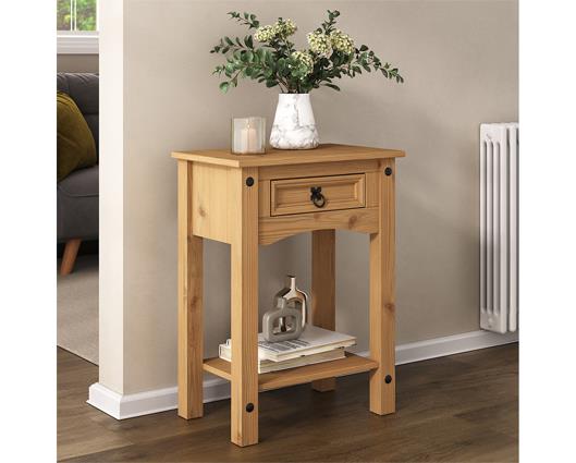 Corona 1 Drawer Console Table with Shelf - Distressed Waxed Pine