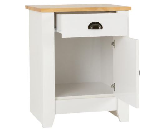Ludlow 1 Drawer 1 Door Bedside Cabinet - White/Oak Lacquer