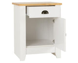 Ludlow 1 Drawer 1 Door Bedside Cabinet - White/Oak Lacquer