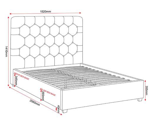 MADISON 4'6" BED - BLACK VELVET FABRIC