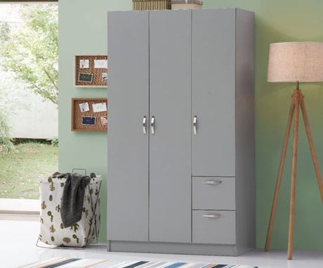 Essentials 3 Door Double Wardrobe Grey