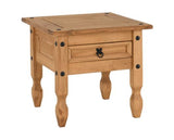 Corona 1 Drawer Lamp Table - Distressed Waxed Pine