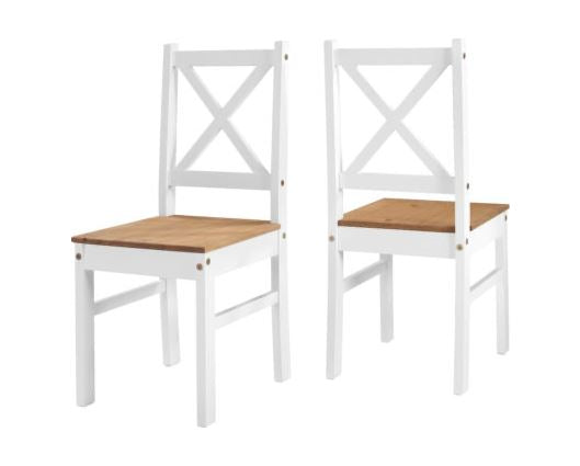Salvador 1+2 Tile Top Dining Set - White/Distressed Waxed Pine