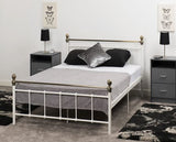 Marlborough Double Bed - White/Antique Brass