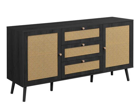 Croxley Rattan 2 Door 3 Drawer Sideboard - Black