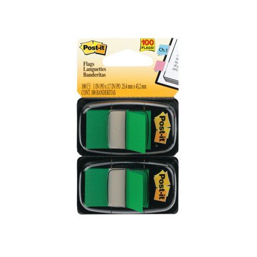 Post-it Index Tabs Dispenser with Green Tabs (2 Pack) 680-G2EU