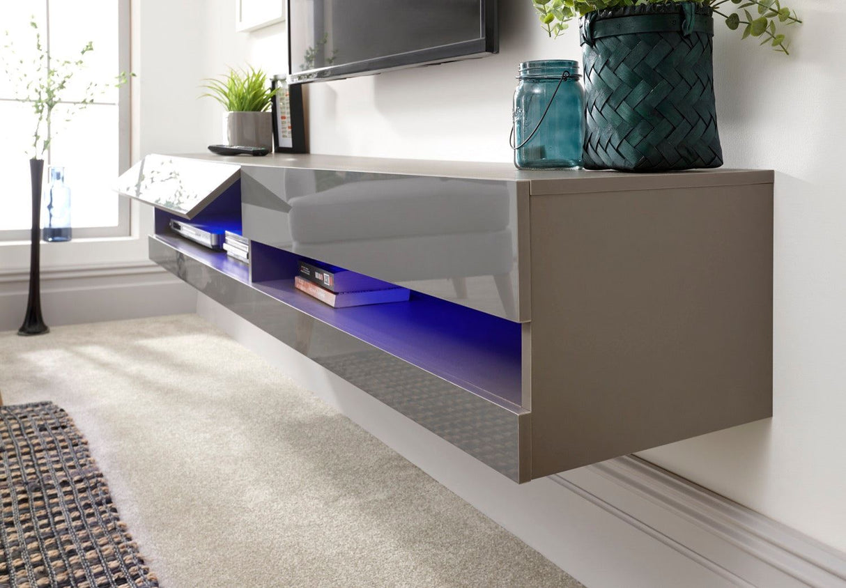 Galicia 150cm wall tv unit with led grey