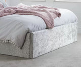 Berlin Small Double Ottoman Bed - Steel Crushed Velvet