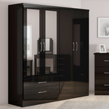 NEVADA 4 DOOR 2 DRAWER WARDROBE - BLACK GLOSS