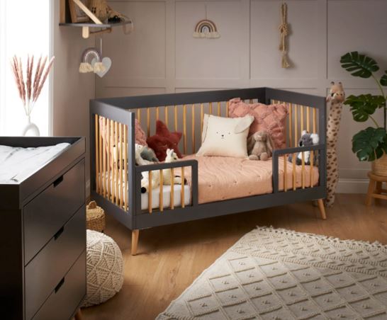 Maya Mini Cot Bed - Slate with Natural