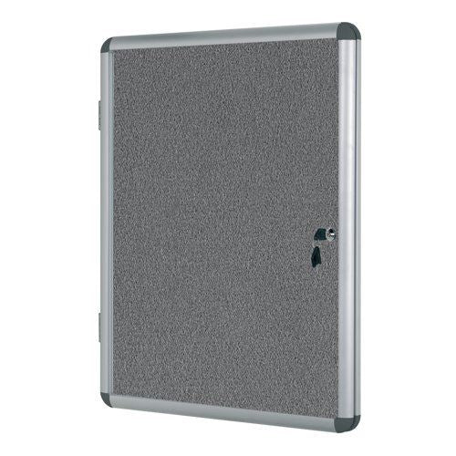 Bi-Office Enclore Felt Lockable Glazed Case Aluminium Frame Grey Felt 1160x35x981mm VT640103150