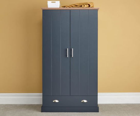 Kendal 2 Door 1 Drawer Wardrobe Slate Blue