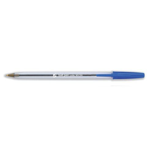 5 Star Office Ball Pen Clear Barrel Medium 1.0mm Tip 0.4mm Line Blue (Pack of 50)