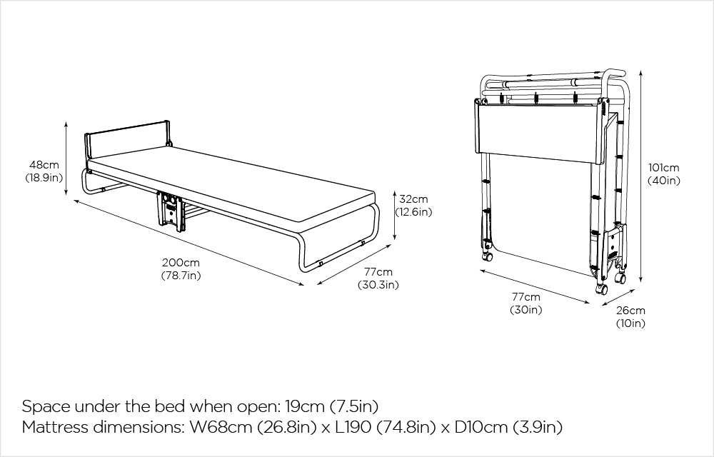 Jay-Be® Revolution Folding Bed with Memory e-Fibre® Mattress - Single