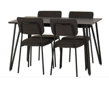 MARLOW & SHELDON DINING SET (X4 CHAIRS) - BLACK MARBLE/GREY BOUCLE FABRIC