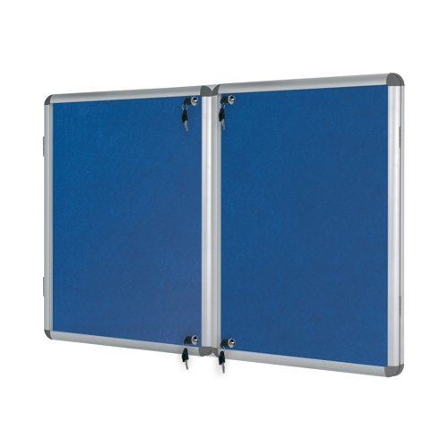 Bi-Office Enclore Display Case Blue Felt Acrylic Aluminium Frame 40xA4 VT750107150