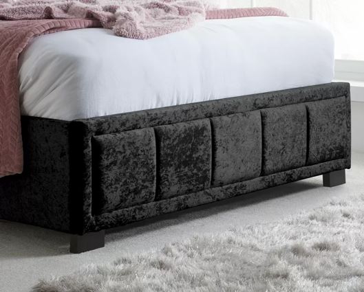 Hannover Small Double Bed - Black Crushed Velvet