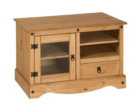 Corona Entertainment Unit - Distressed Waxed Pine/Glass