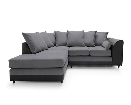 Dylan Left Hand Facing Corner Sofa-Black & Charcoal