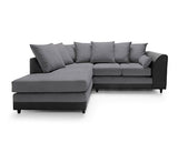 Dylan Left Hand Facing Corner Sofa-Black & Charcoal